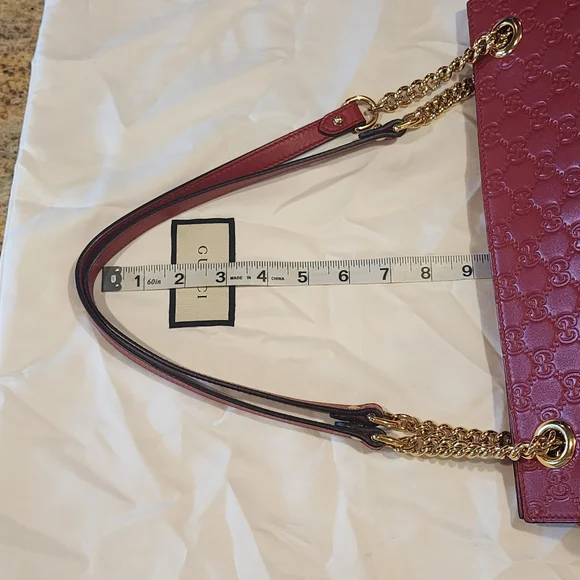 Gucci Red Leather GG Guccissima Calf Leather Bag 453771 Duster Mint Condition - Picture 8 of 16